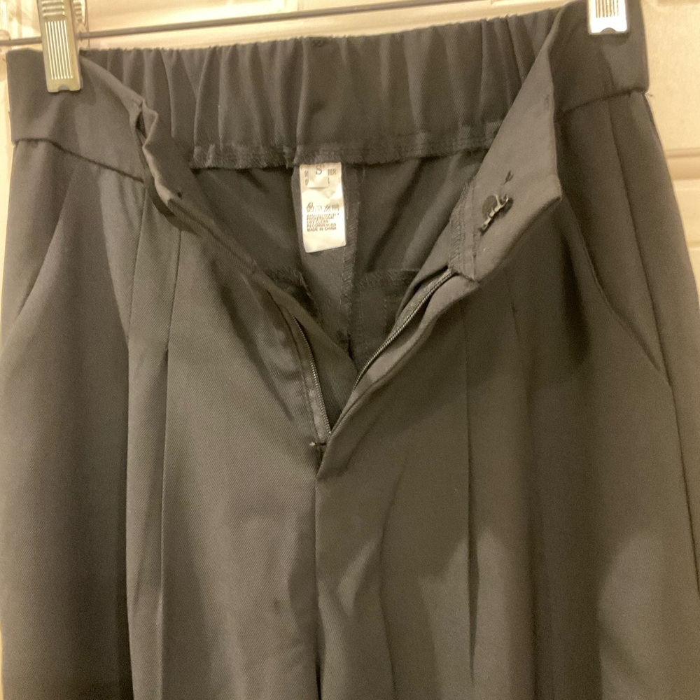 High Waist Pants, Pleated Front, Full Leg, Back Elastic Waist, Belt Loops, Sz S - Picture 4 of 11